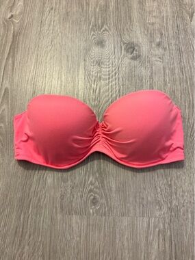 Pick 2 for $20. Strapless Bandeau Bikini Top - Neon Coral Pink